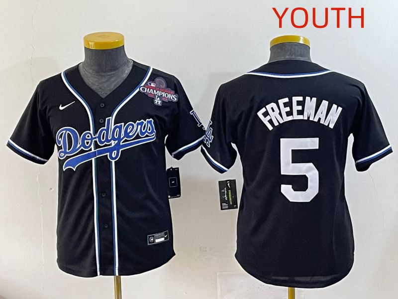 Youth 2025 Los Angeles Dodgers #5 Freeman Black Three generations Fashion Nike MLB Jersey style 8